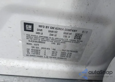 2018 Buick Encore Preferred из США, поврежденный, VIN KL4CJESB3JB609332